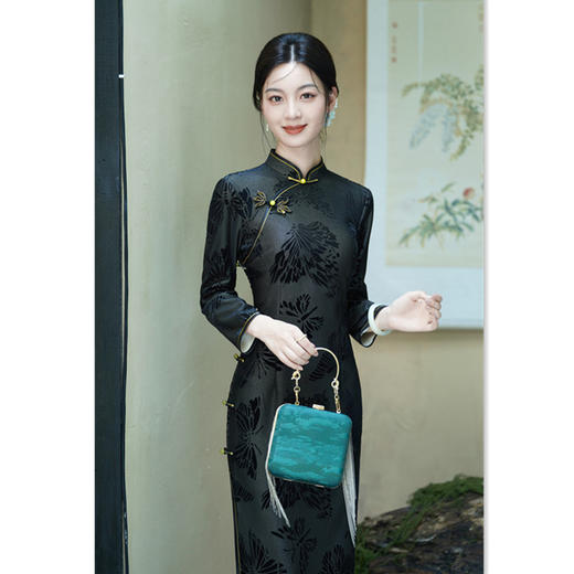 SKY 282216复古国风长款七分袖旗袍 商品图0