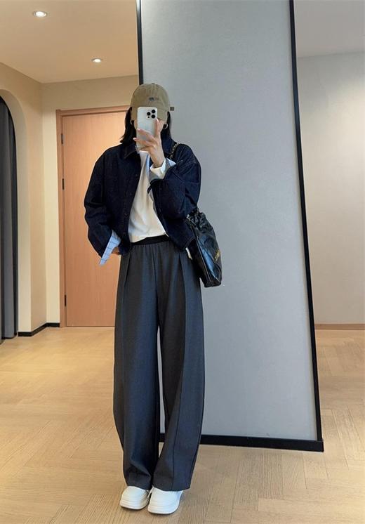 小众原单拼接格纹天丝翻领牛仔外套女 商品图11