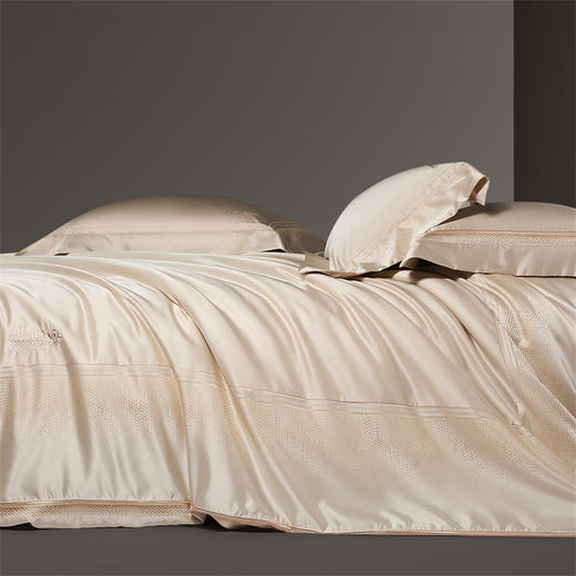 自然醒高精密臻丝缎四件套全棉纯棉刺绣简约纯色高级感被套床单四季通用床品GDS 商品图4