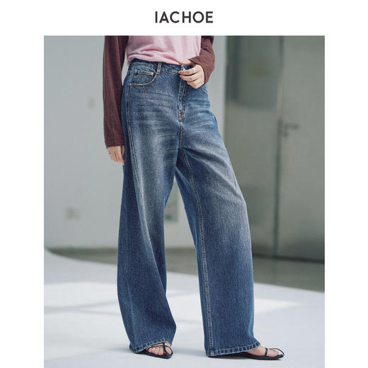 棉仓3661519002-侧缝收省复古阔腿牛仔裤 商品图0