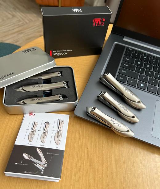 嘎嘎好使！正品 高品质imgcook防飞溅指甲剪三件套 超好用的指甲刀！自留推荐 进口碳钢制作滑动式收纳槽自动收纳甲屑！防飞溅！可全身水洗 不生锈👍 商品图1