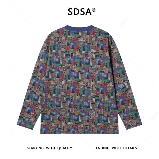 T4781SDSA男士秋冬新款痞帅男装抽象不规则色块圆领长袖T恤宽松网红款 商品图5