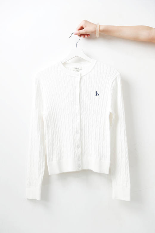 高尔夫绞花开衫，麻花针织毛衣。单排字母纽扣文艺针织衫C083060 商品图4