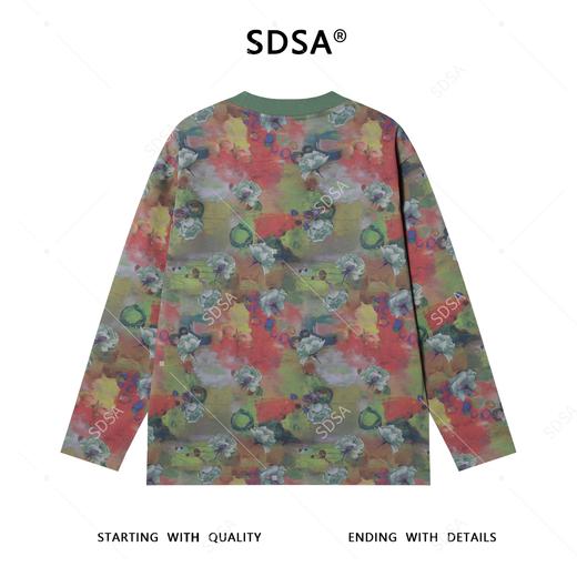 T4791SDSA男士秋冬新款痞帅男装时尚撞色花朵圆领长袖T恤扎染百搭上衣 商品图5