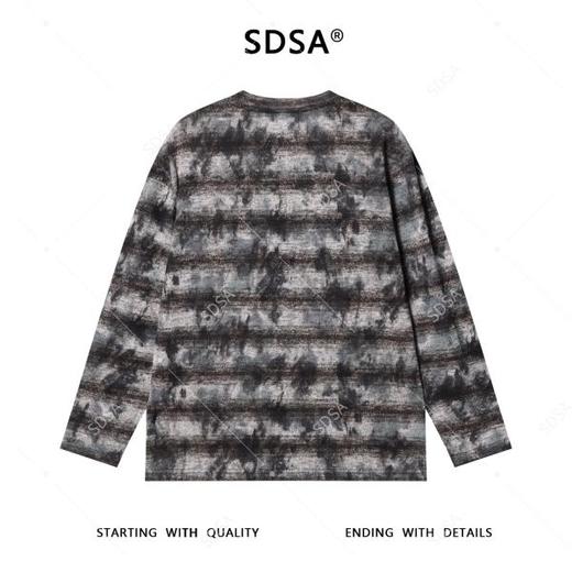 T4731SDSA男士秋冬新款痞帅男装潮牌扎染条纹圆领长袖T恤休闲舒适上衣 商品图5