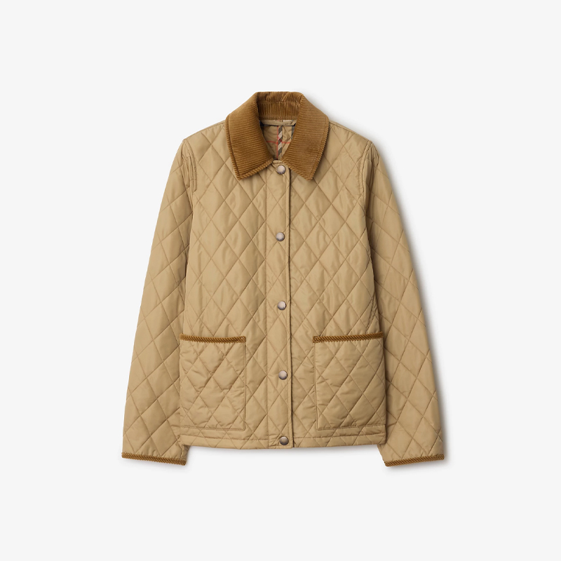 BURBERRY 巴宝莉 女士马术骑士徽标标签绗缝尼龙夹克棉服 驼色 8107511 C1544