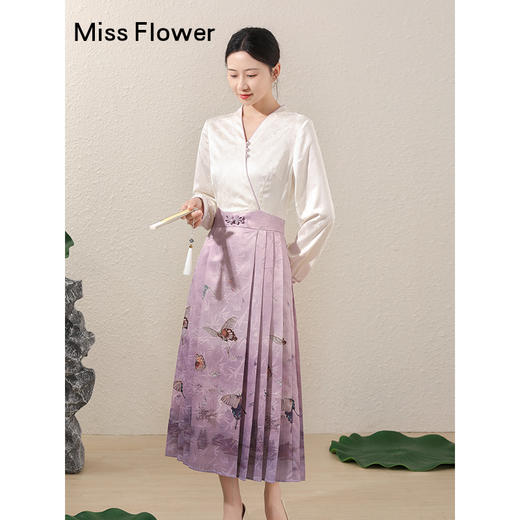 紫色缎面连衣裙春季新款女装新中式马面裙国风长裙 商品图2