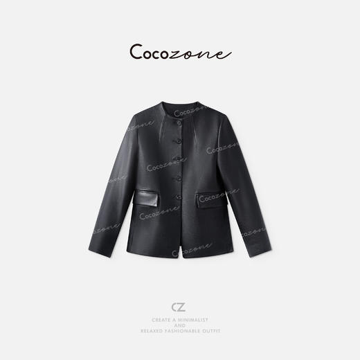 COCO ZONE 刘一一【100羊皮】圆领单排扣前口袋皮衣 CD2A1645 商品图0