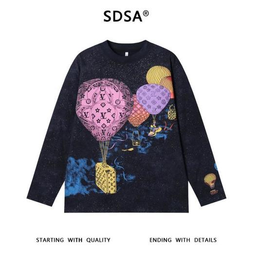 T4739SDSA男士秋冬新款痞帅男装彩色热气球印花长袖T恤满天星百搭上衣 商品图1