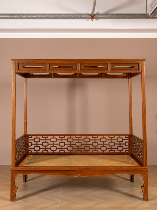 二十世纪	红木攒接十字海棠四柱架子床 商品图0