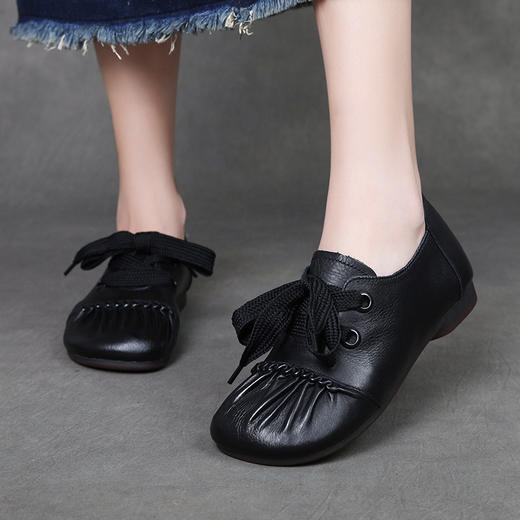 F R85025妈妈鞋舒适复古单鞋防滑牛筋软底鞋 商品图0