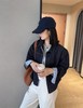 小众原单拼接格纹天丝翻领牛仔外套女 商品缩略图5