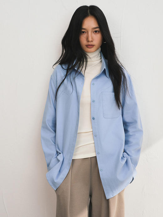 【秋冬新款全棉衬衫女士】慵懒感纯色长袖衬衣柔软亲肤高级感百搭上衣 商品图4