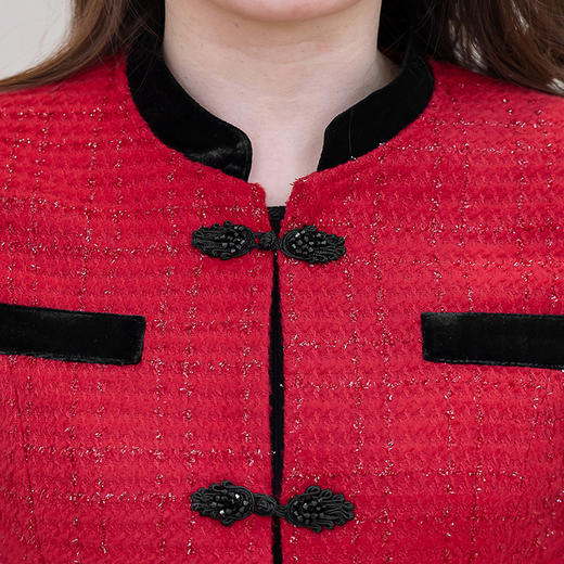 QYM 25CQD2506小香短款风外套两件套中长款A字裙套装 商品图3