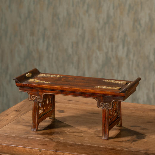 清	黄花梨嵌玉云纹案中案摆件 商品图0