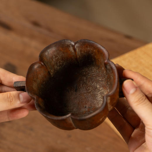 清	竹雕双耳诗文花口杯 商品图3