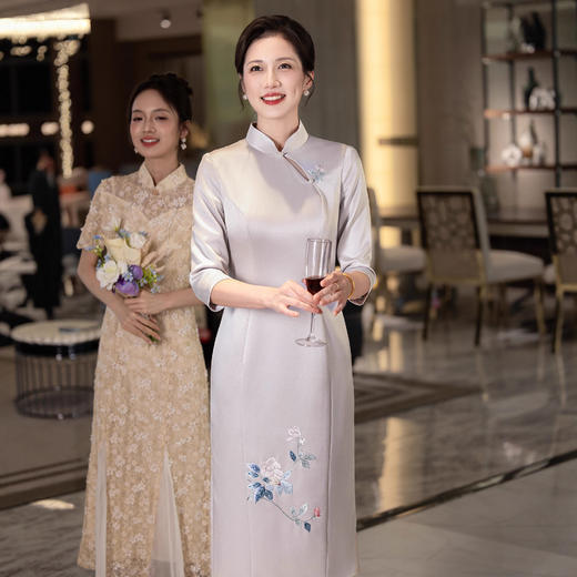 LHS C64婚礼连衣裙妈妈装喜婆婆婚宴装改良旗袍 商品图1