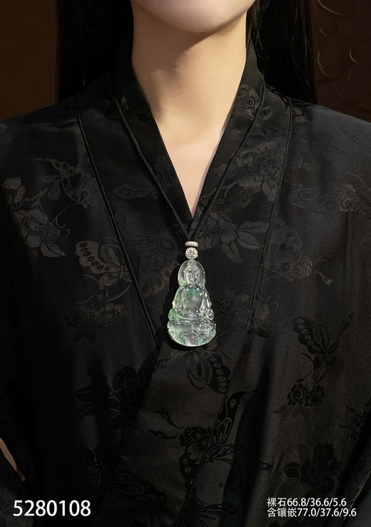 玻璃种木那飘翠观音吊坠【5280108】具体价格微信咨询 商品图4