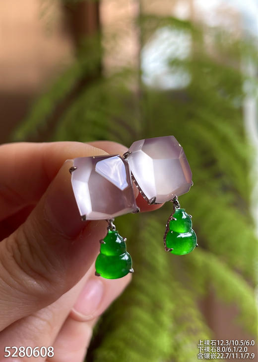 玻璃种粉紫罗兰随形耳坠【5280608】具体价格微信咨询 商品图5