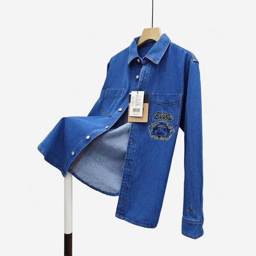 EVISU福神男士商标与佛头图案牛仔衬衫2ESHTM3SL133RXCT 商品图0
