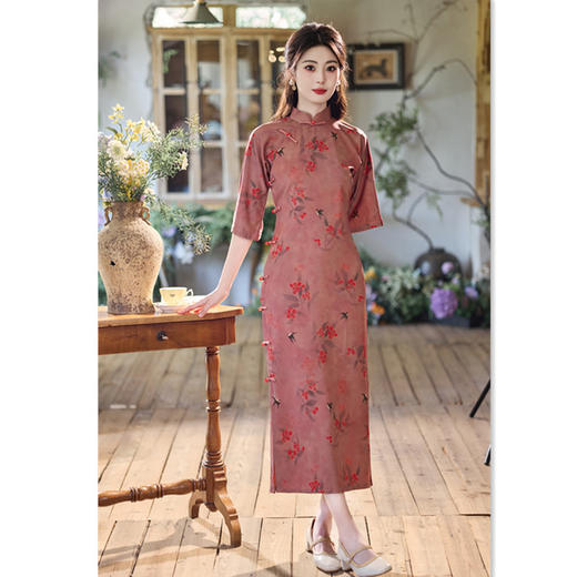 古法全开襟长款倒大袖旗袍2025早秋新款复古中国风传统中式旗袍裙 商品图3