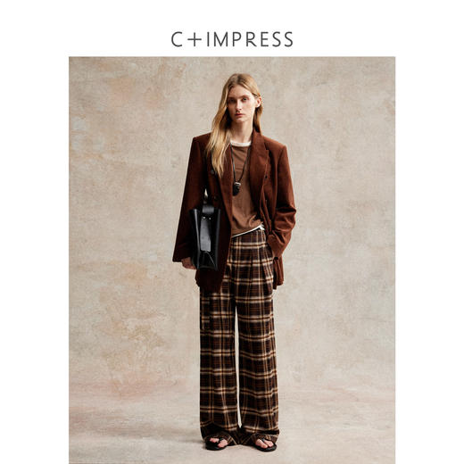 西嘉|得体风职场复古宽肩廓形灯芯绒西装外套+直筒西裤套装女秋冬WT2503029 商品图3