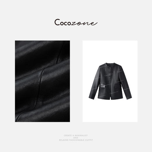 COCO ZONE 刘一一【100羊皮】圆领单排扣前口袋皮衣 CD2A1645 商品图2