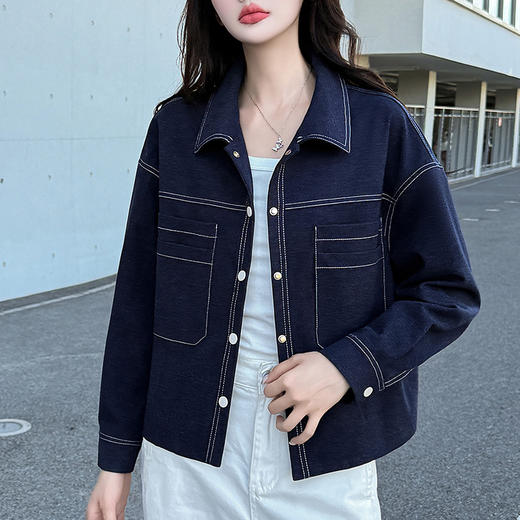 QYM 5928-Y牛仔外套单排扣休闲短款外套 商品图2