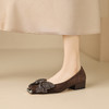 【预售5天】法式磨砂真皮水钻蝴蝶结浅口单鞋女春秋新款方头低跟百搭舒适瓢鞋YS&9993 商品缩略图0
