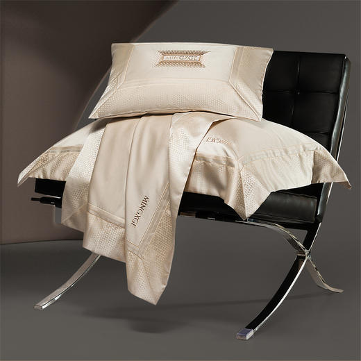 自然醒高精密臻丝缎四件套全棉纯棉刺绣简约纯色高级感被套床单四季通用床品GDS 商品图8