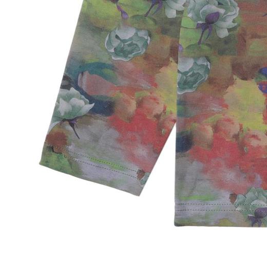 T4791SDSA男士秋冬新款痞帅男装时尚撞色花朵圆领长袖T恤扎染百搭上衣 商品图3