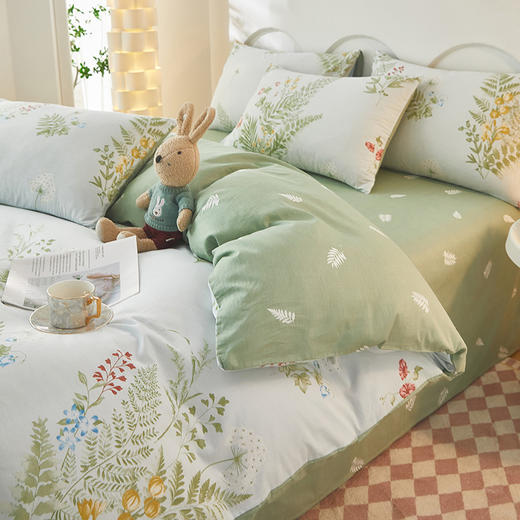 红蜻蜓 时尚全棉四件套-春光绿叶 HQT-1027DZ 200*230cm 商品图3