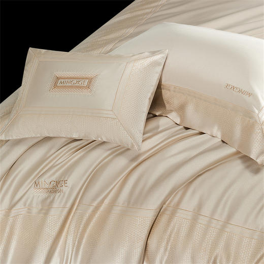 自然醒高精密臻丝缎四件套全棉纯棉刺绣简约纯色高级感被套床单四季通用床品GDS 商品图2