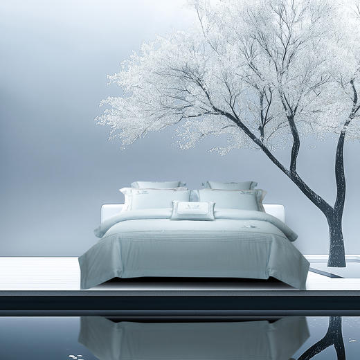 自然醒160支长绒棉磨毛高端绣花四件套100%纯棉床单被套秋冬季家纺床品GDS 商品图1