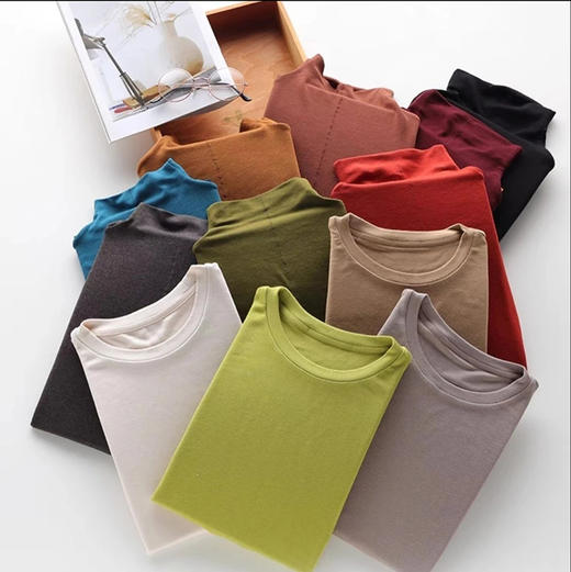 【69元任选两件！】茶稚 美雅碧羊毛蛋白精华打底衫 圆领 /半高领两款可选 美丽诺120S超细羊毛+美雅碧纤维 质感柔软舒适，细腻亲肤，免烫显瘦 商品图11