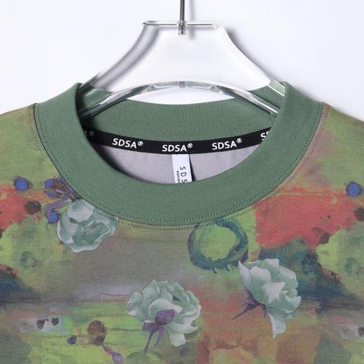 T4791SDSA男士秋冬新款痞帅男装时尚撞色花朵圆领长袖T恤扎染百搭上衣 商品图2