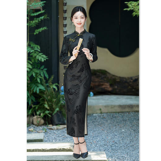 SKY 282216复古国风长款七分袖旗袍 商品图3