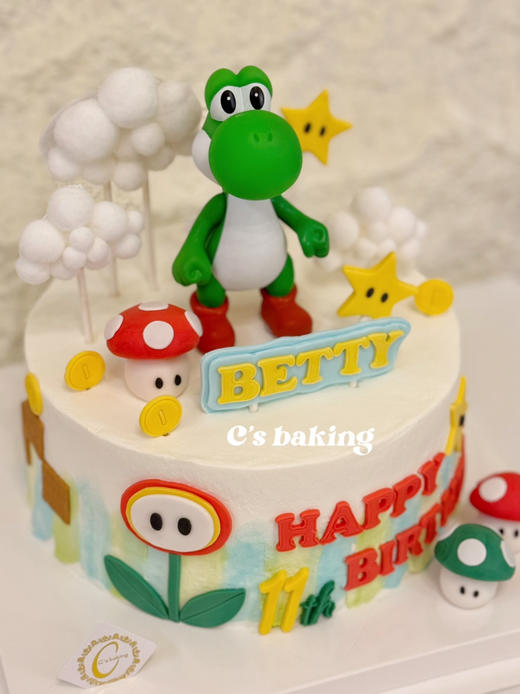 #SuperMario  #耀西YOSHI #超级马里奥/超级玛丽场景 忌廉蛋糕【半翻糖蛋糕需提前2天预订】（默认自提，收费配送请联系客服） 商品图1