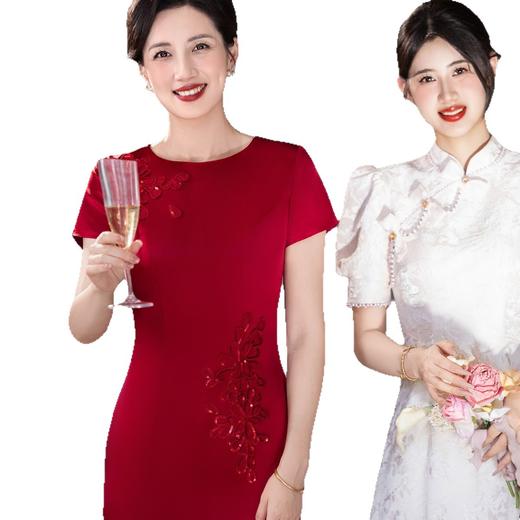 LHS 1043高级感喜婆婆旗袍妈妈婚礼国潮婚宴装结婚喜服气质 商品图4