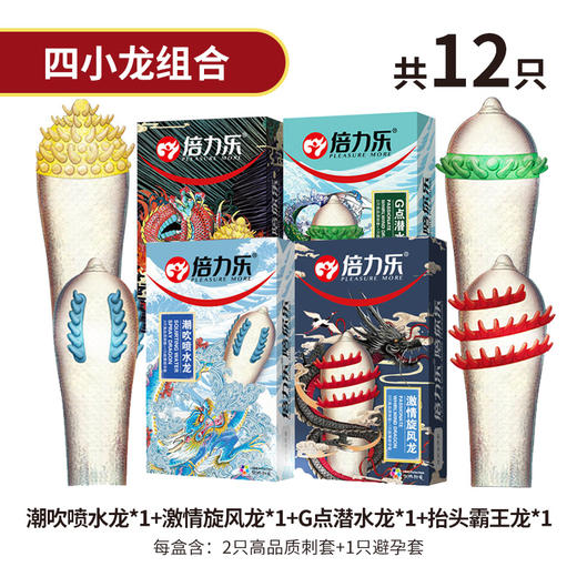 倍力乐避孕套螺纹狼牙套男用延时带刺大颗粒超薄安全套成人计生用品 【共12只】四小龙各一盒 商品图7