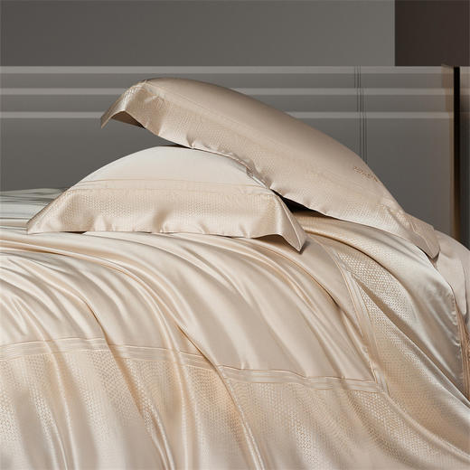 自然醒高精密臻丝缎四件套全棉纯棉刺绣简约纯色高级感被套床单四季通用床品GDS 商品图3