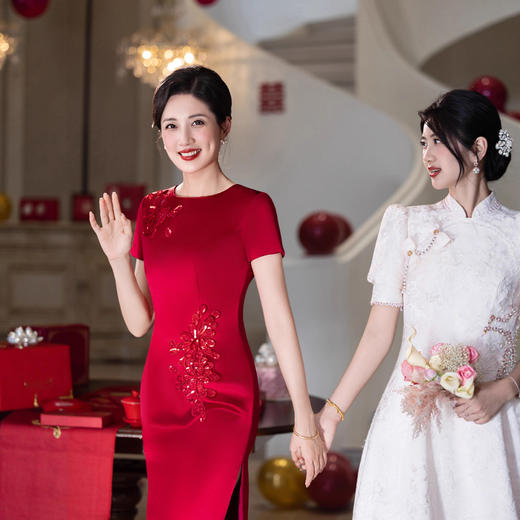 LHS 1043高级感喜婆婆旗袍妈妈婚礼国潮婚宴装结婚喜服气质 商品图0