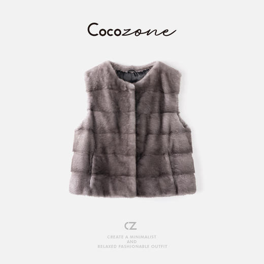 刘一一“紫金水貂”圆领绒感无袖马甲 CD2A2101 商品图0