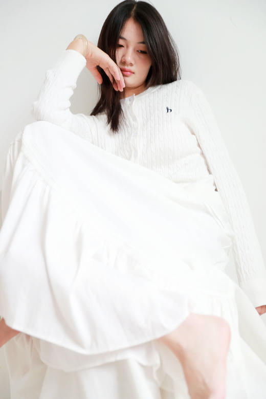 高尔夫绞花开衫，麻花针织毛衣。单排字母纽扣文艺针织衫C083060 商品图14