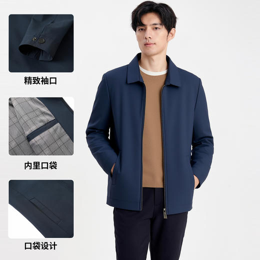 圣得西男士商务通勤行政夹克2025秋季款纯色简约易打理百搭外套 商品图4