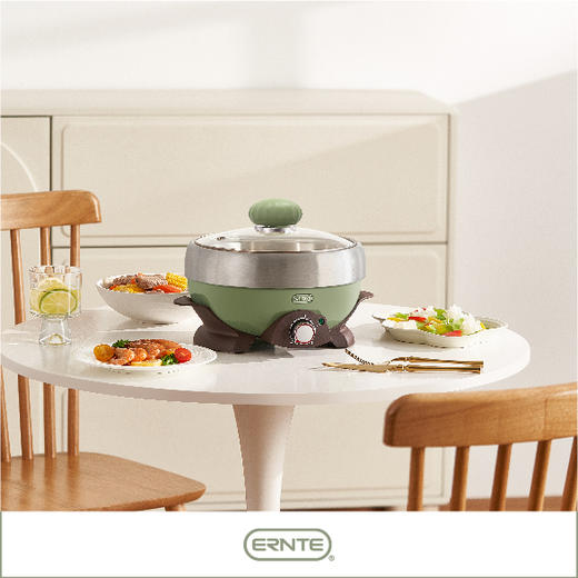 ERNTE昂特小绿锅多功能电火锅3升小型家庭电煮锅 商品图1