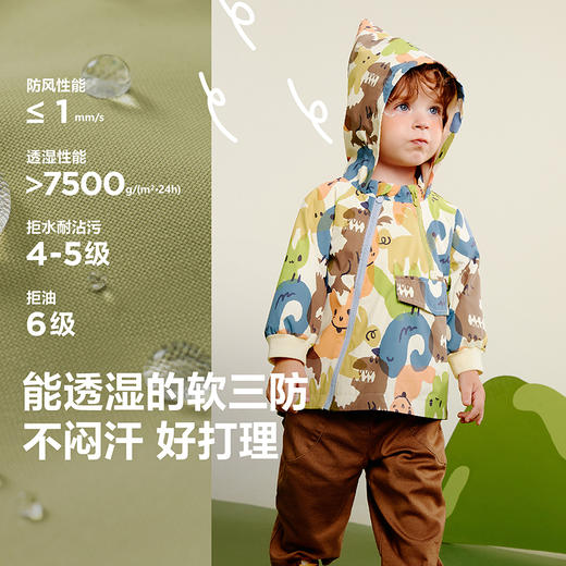 【小软皮】迷你巴拉男童连帽外套宝宝防风柔软插肩袖户外上衣 商品图3