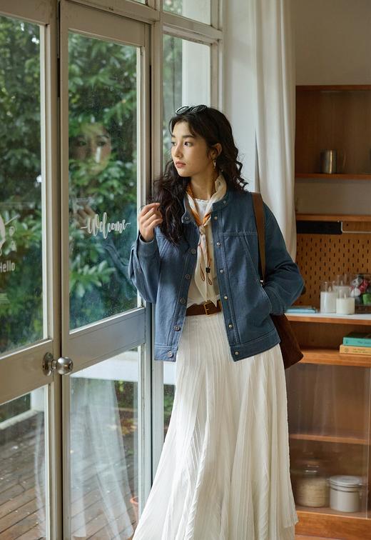 小众原单法式复古小立领牛仔夹克外套 商品图2