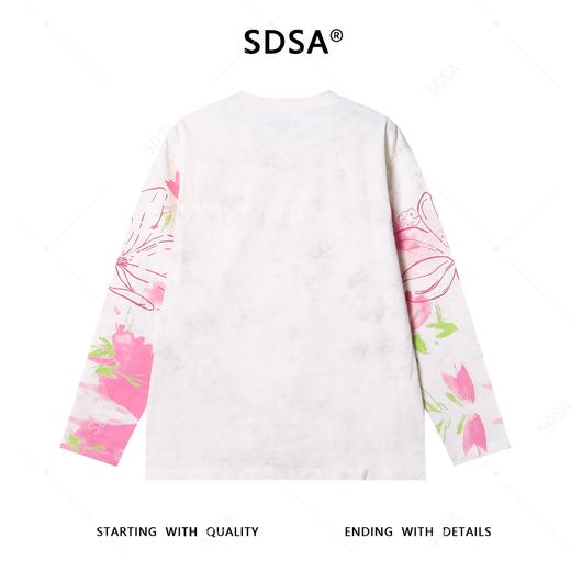 T4744秋季高级感新款男士满天星撞色花卉印花长袖T恤百搭圆领时尚上衣 商品图5