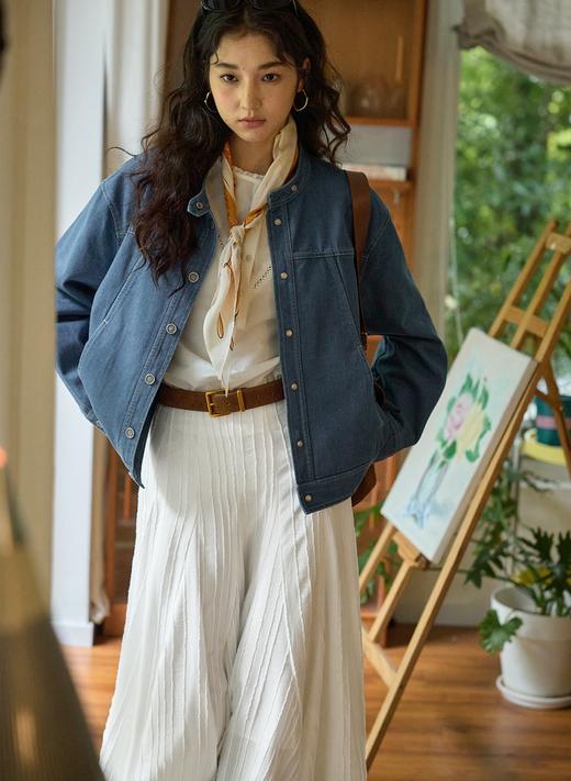 小众原单法式复古小立领牛仔夹克外套 商品图5